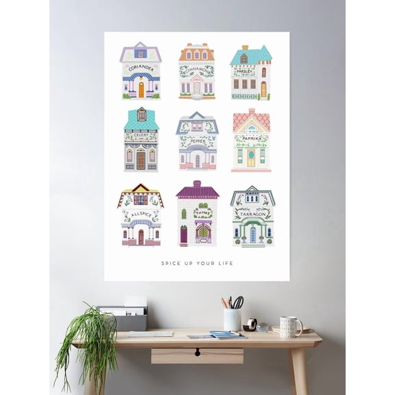 Lenox Spice Village "Spice Up Your Life" Poster Wall Art, Modern Wall Decor For Living Room Bedroom, 12x18 UNFRAMED