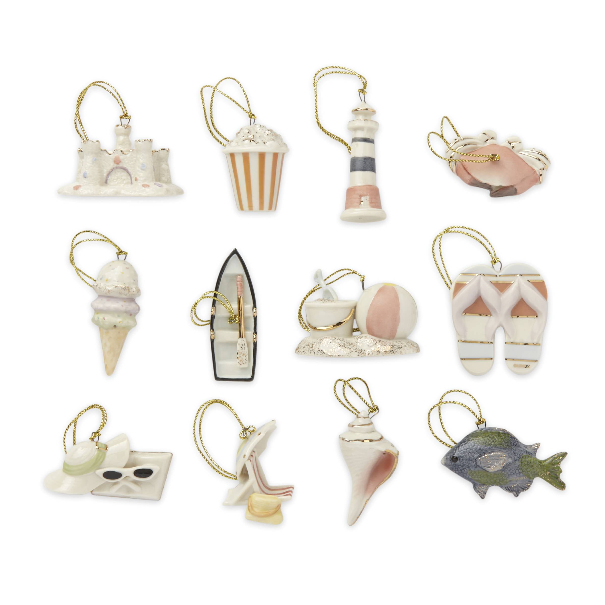 Lenox Luck Of The Irish 12-Piece Ornament Set - Hand-Painted Ivory China With 24K Gold, St. Patrick's Day Decor