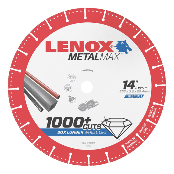 Lenox Tools LENOX Metal Max  DIAM CUTOFF WHEEL GS 14" X 1"