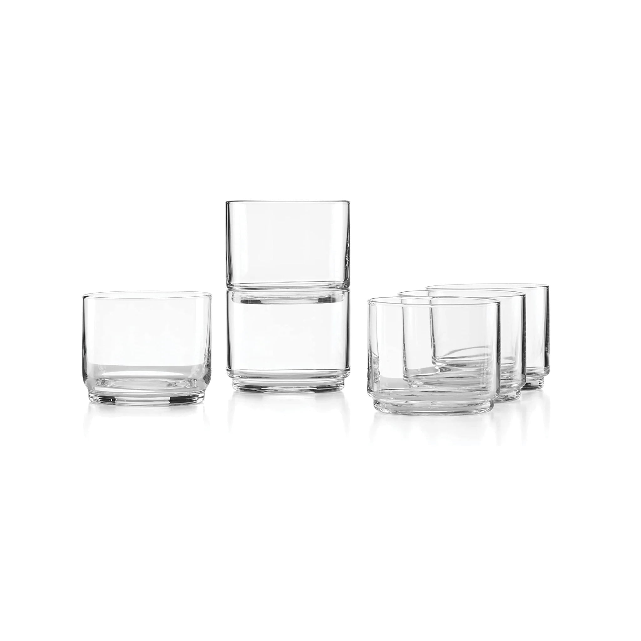 Clear Stackable Short Drinking Glasses Set of Six