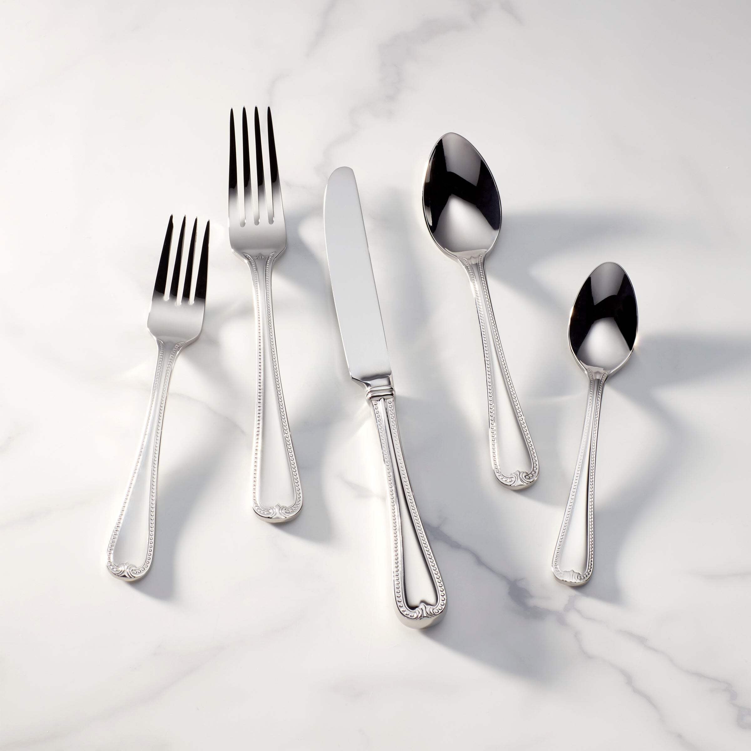 20-Piece Stainless Steel Flatware Set with Beaded Trim