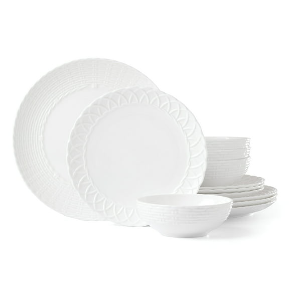 Lenox Wicker Creek 12-Piece White Bone China Dinnerware Set (Service for 4)