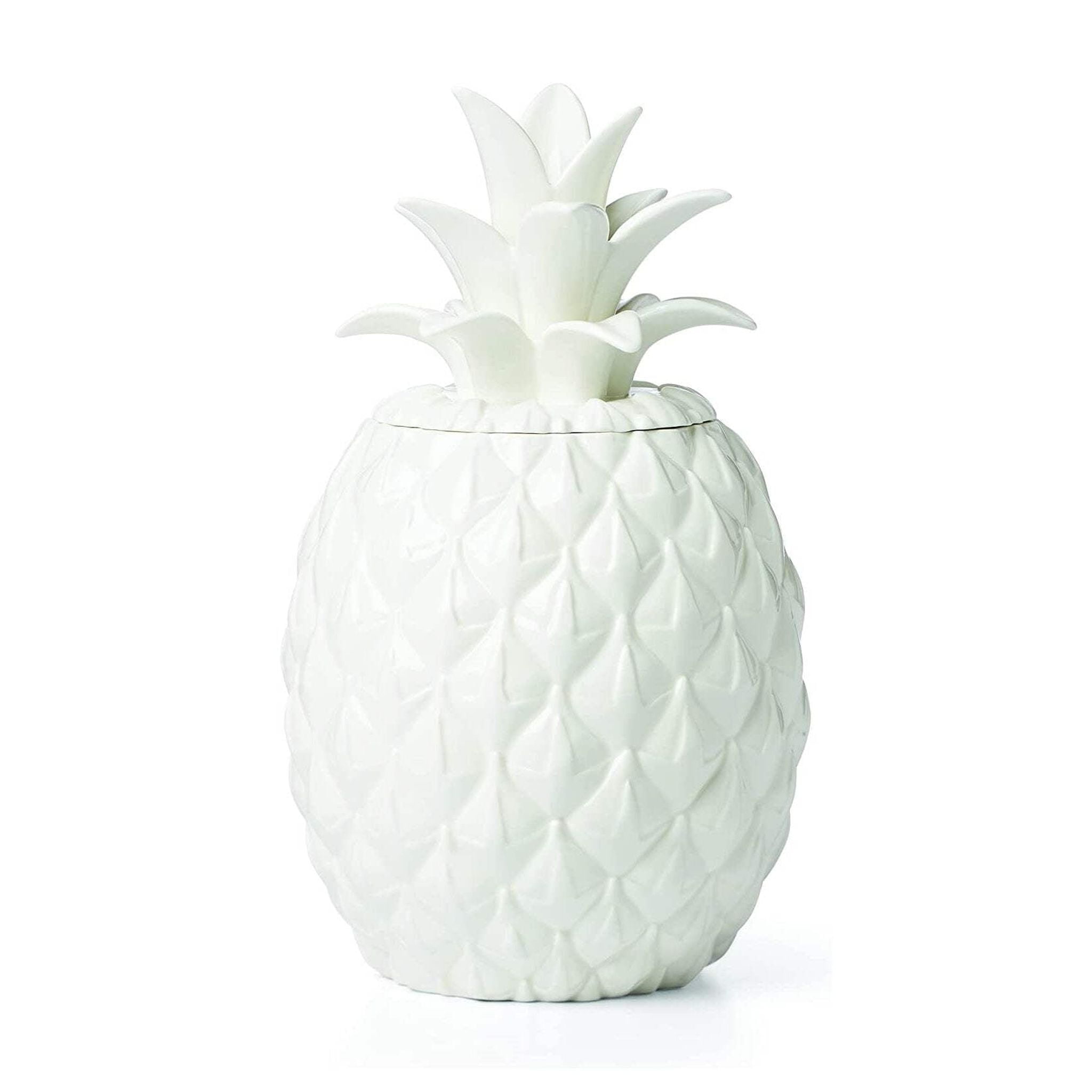 White Ceramic Pineapple Shaped Cookie Jar, 10.75" Height