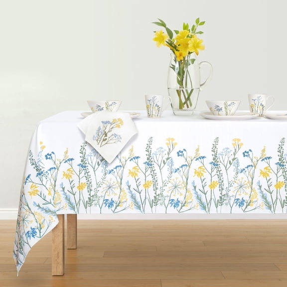 Lenox Wildflowers Border Tablecloth, Blue, 60"W x 84"L