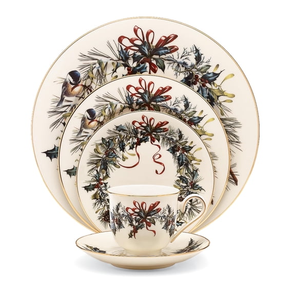 Lenox Winter Greet 5 Piece Fine China Place Setting with Gold Accents