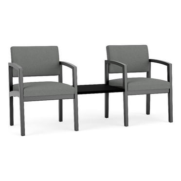 Lenox Wood Reception 2-Seat Tandem Center Table / Black Wood / Light Gray