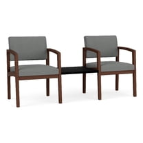 Lenox Wood Reception 2-Seat Tandem Center Table / Walnut Wood / Light Gray