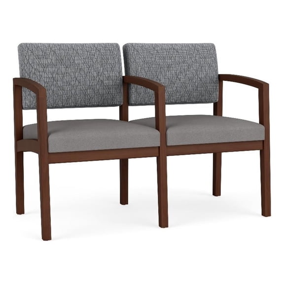Lenox Wood Reception 2-Seat Tandem Seating / Walnut Wood / Gray / Gray