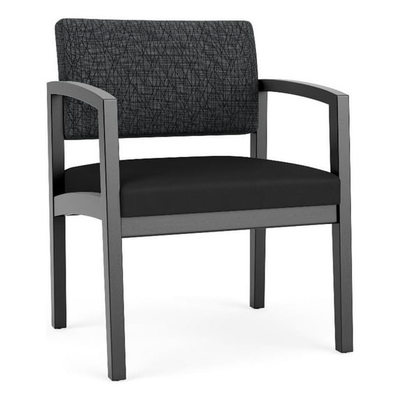 Lenox Wood Reception Oversize Guest Chair / Black Wood / Dark Gray / Black
