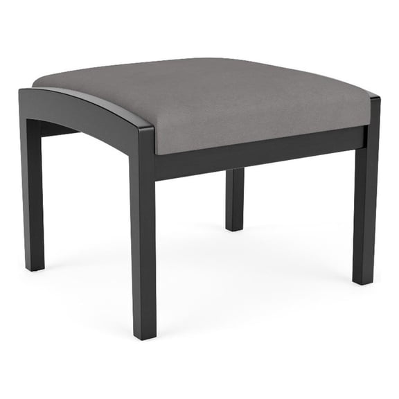 Lenox Wood Reception Waiting 18" 1-Seat Bench / Black Wood / Light Gray