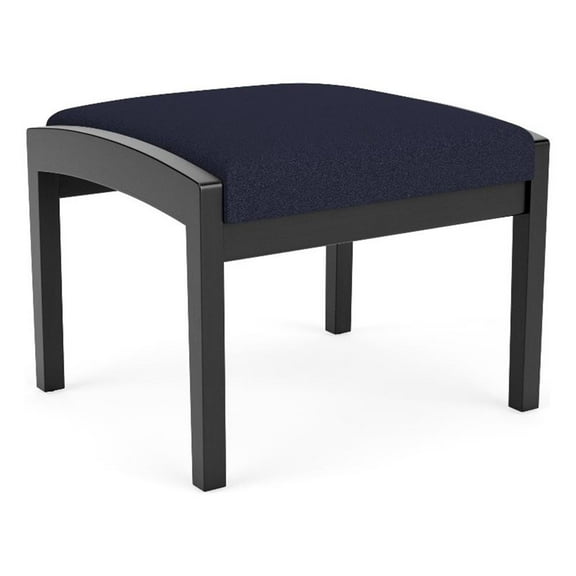 Lenox Wood Reception Waiting 18" 1-Seat Bench / Black Wood / Navy Blue