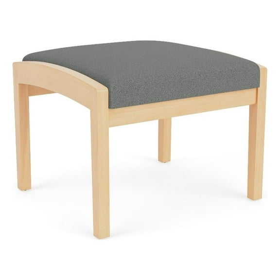 Lenox Wood Reception Waiting 18" 1-Seat Bench / Natural Wood / Light Gray