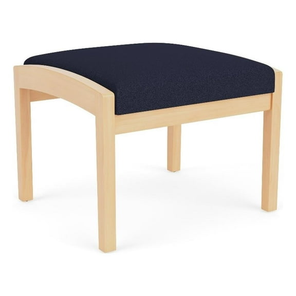 Lenox Wood Reception Waiting 18" 1-Seat Bench / Natural Wood / Navy Blue
