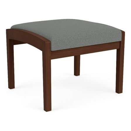 Lenox Wood Reception Waiting 18" 1-Seat Bench / Walnut Wood / Light Gray