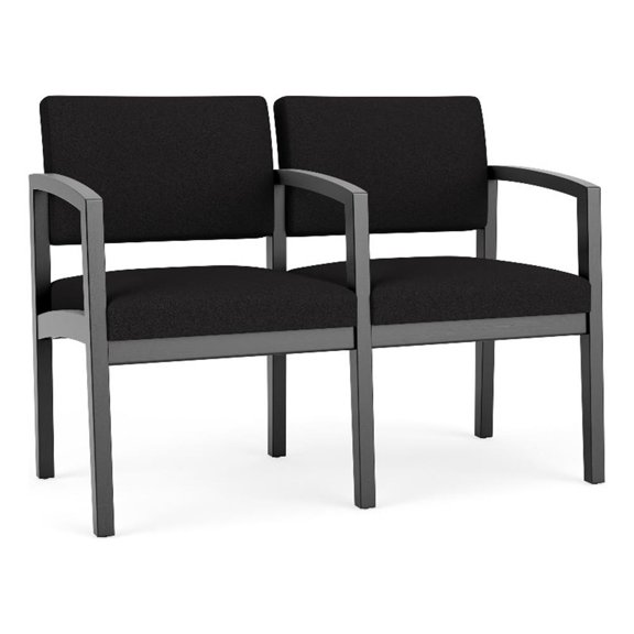 Lenox Wood Reception Waiting 2-Seat Tandem Seating / Black Wood / Black