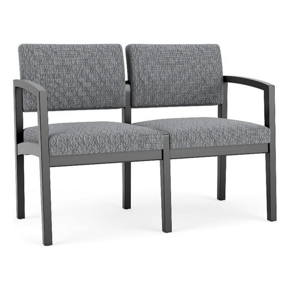 Lenox Wood Reception Waiting 2-Seat Tandem Seating / Black Wood / Gray