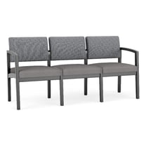 Lenox Wood Reception Waiting 3-Seat Tandem Seating / Black Wood / Gray / Gray