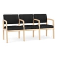 thumbnail image 1 of Lenox Wood Reception Waiting 3-Seat Tandem Seating / Natural Wood / Black, 1 of 5