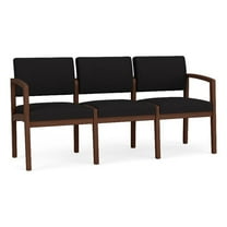 Lenox Wood Reception Waiting 3-Seat Tandem Seating / Walnut Wood / Black