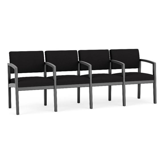 Lenox Wood Reception Waiting 4-Seat Tandem Seating / Black Wood / Black