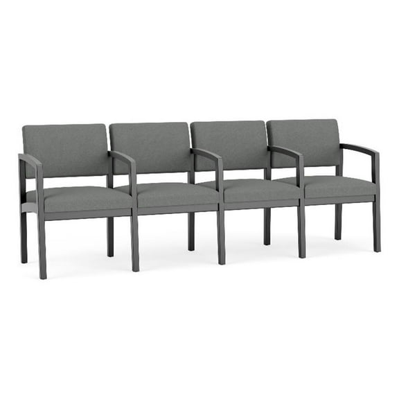 Lenox Wood Reception Waiting 4-Seat Tandem Seating / Black Wood / Light Gray