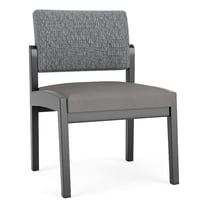 Lenox Wood Reception Waiting Armless Guest Chair / Black Wood / Gray / Gray