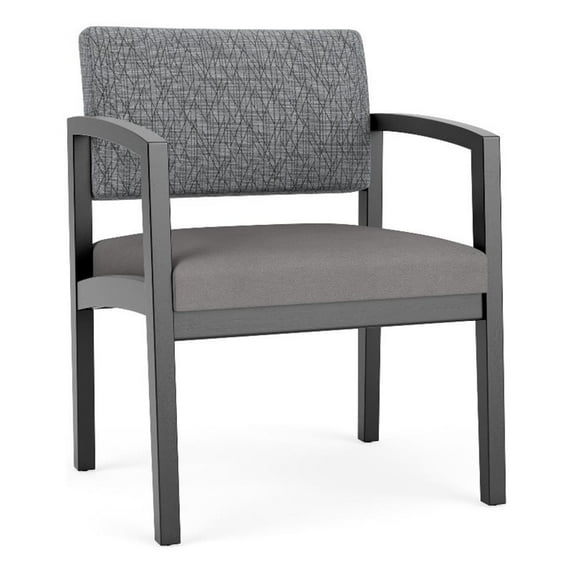 Lenox Wood Reception Waiting Oversize Guest Chair / Black Wood / Gray / Gray