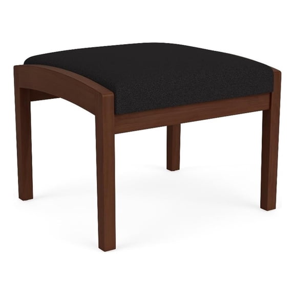Lenox Wood Reception Waiting Room 18" 1-Seat Bench / Walnut Wood / Black