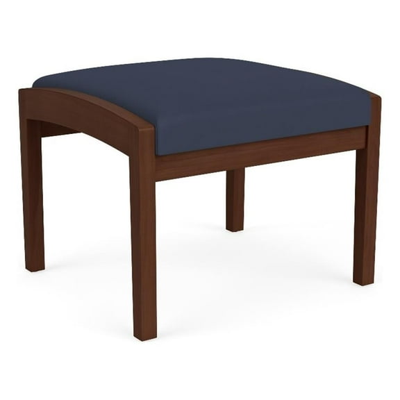 Lenox Wood Reception Waiting Room 18" 1-Seat Bench / Walnut Wood / Blue