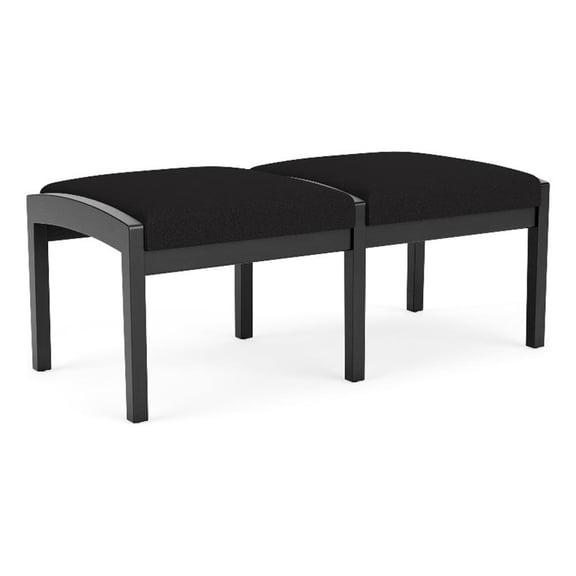 Lenox Wood Reception Waiting Room 18" 2-Seat Bench / Black Wood / Black