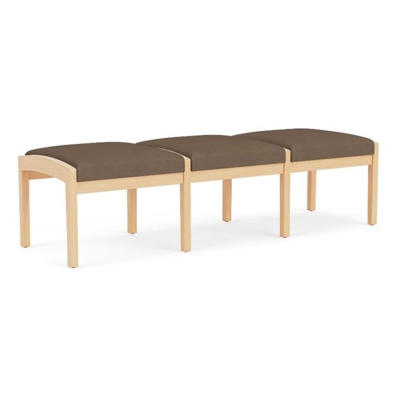 Lenox Wood Reception Waiting Room 18" 3-Seat Bench / Natural Wood / Brown