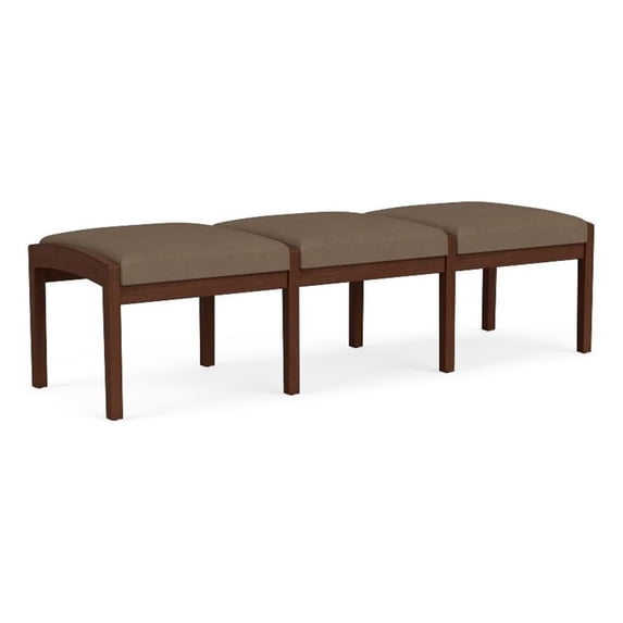 Lenox Wood Reception Waiting Room 18" 3-Seat Bench / Walnut Wood / Brown