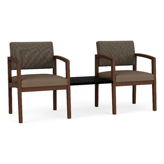 Lenox Wood Reception Waiting Room 2-Seat Tandem / Walnut Wood / Brown / Brown