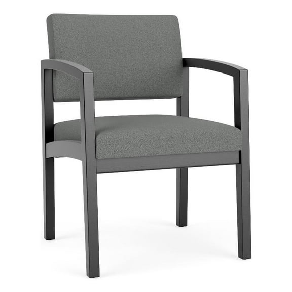 Lenox Wood Reception Waiting Room Guest Chair / Black Wood / Light Gray