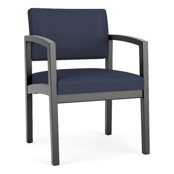 Lenox Wood Reception Waiting Room Healthcare Guest Chair / Black Wood / Blue