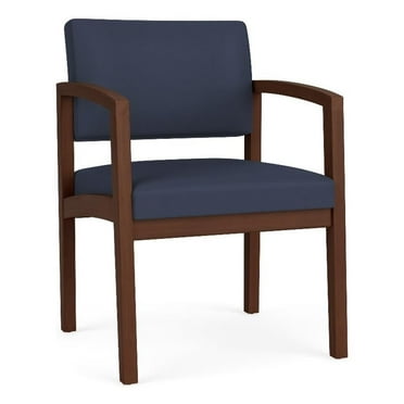 Lenox Wood Reception Waiting Room Healthcare Guest Chair / Walnut Wood / Blue