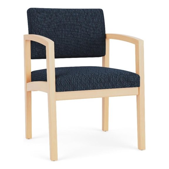 Lenox Wood Reception Waiting Room Wood Guest Chair / Natural Wood / Blue