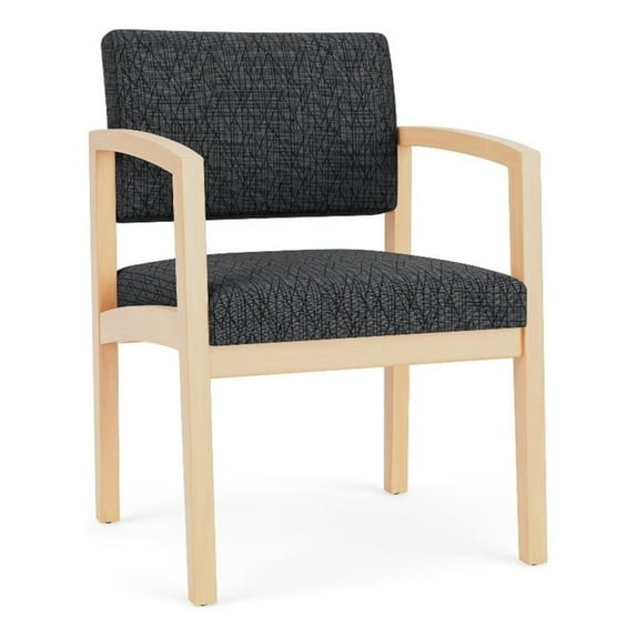 Lenox Wood Reception Waiting Wood Guest Chair / Natural Wood / Dark Gray