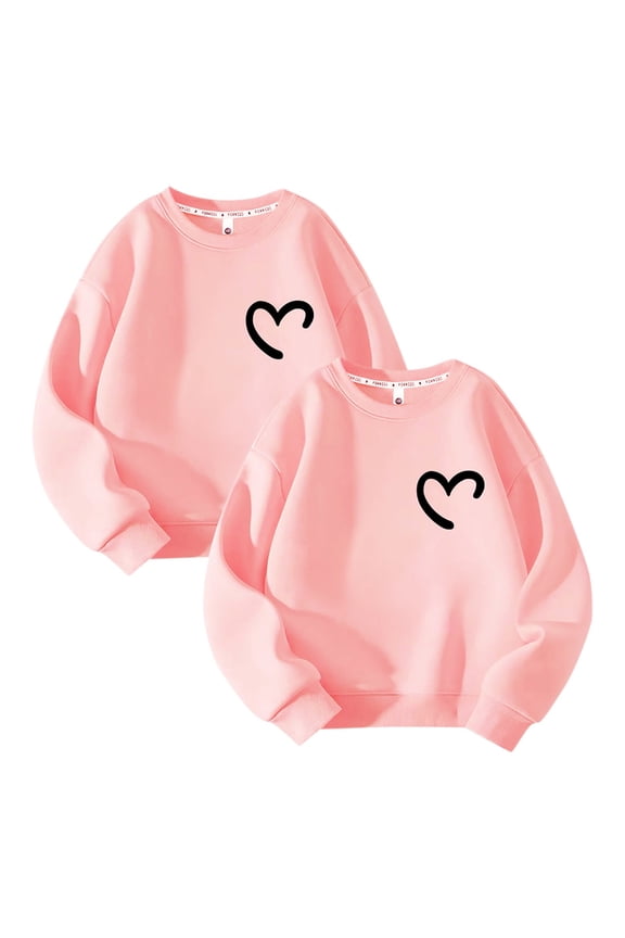 2 Pc Girls Boys' Sweatshirts Crew Neck Long Sleeve Soft Cotton Pullover Tops Fall Winter Clothes for 2-14 Y
