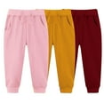 thumbnail image 1 of Lenpel 3 Pc Toddler Girls Boys' Sweatpants Elastic Waist Drawstring Athletic Pull-On Pants Active Joggers with Pockets, 1 of 2