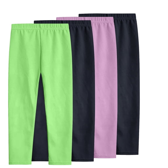 Lenpel 4 Pc Leggings for Girls Soft Elastic High Waist Full Length Footless Tights Basic Stretchy Pants