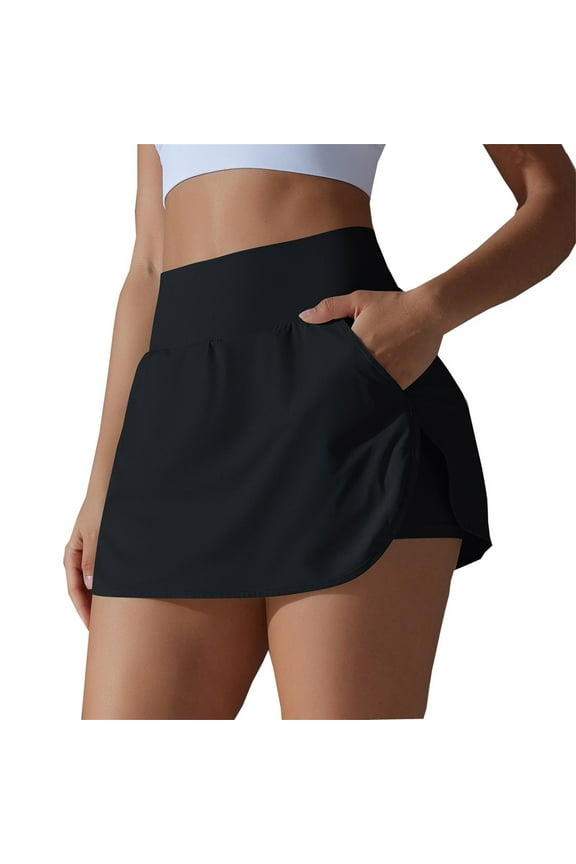Athletic Skorts for Women Lightweight High Waisted Side Split Tennis Skirts with Shorts Workout Mini Skorts with Pockets