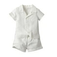 thumbnail image 1 of Lenpel Baby Boy Clothes 2 Pcs Infant Cotton Short Sleeve Lapel Button down Shirts Shorts Set Toddler Summer Outfits, 1 of 2