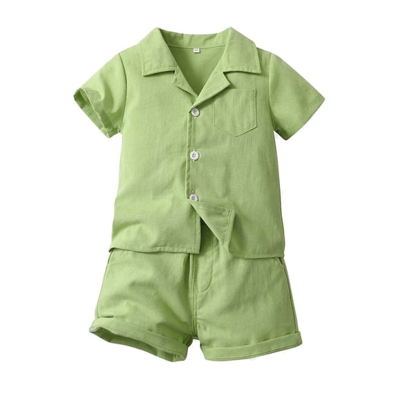 Lenpel Baby Boy Clothes 2 Pcs Infant Cotton Short Sleeve Lapel Button down Shirts Shorts Set Toddler Summer Outfits