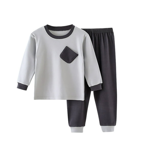 Lenpel Baby Boy Fall Outfits Soft Cotton Solid Crew Neck Long Sleeve Shirts Pants 2 Pcs Toddler Clothing Set
