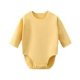 thumbnail image 1 of Lenpel Baby Boy Girl Fleece Bodysuits Unisex Newborn Infant Long Sleeve Crew Neck Basic Thermal Rompers One Piece Outfits(Yellow,12-24 Months), 1 of 3