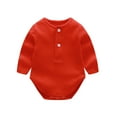 thumbnail image 1 of Lenpel Baby Boys Girls' Rompers Soft Cotton Long Sleeve Crew Neck Half Button Bodysuits Newborn Infant Jumpsuits, 1 of 3