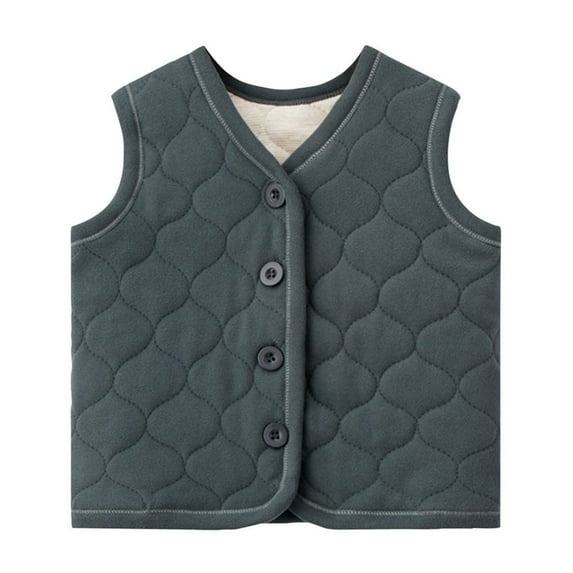 Lenpel Baby Clothes Unisex Button down Solid Color Soft Cotton Warm Vests Padded Waistcoat for Toddler Girls Boys