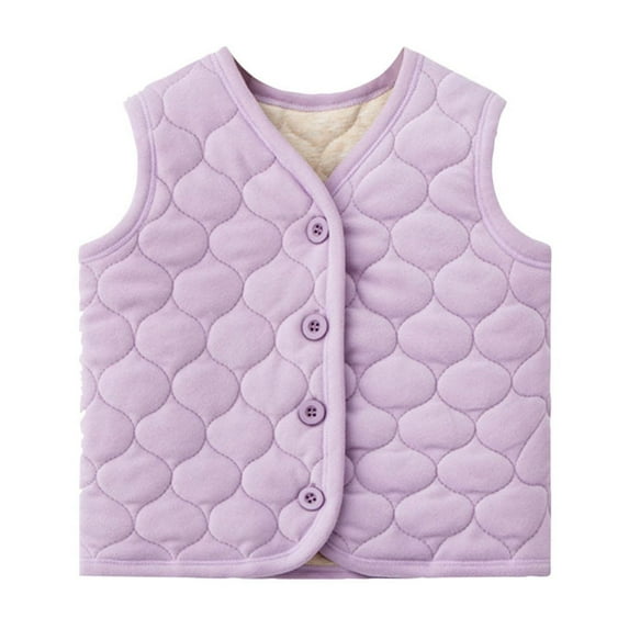Lenpel Baby Clothes Unisex Button down Solid Color Soft Cotton Warm Vests Padded Waistcoat for Toddler Girls Boys