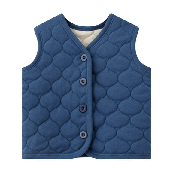 Lenpel Baby Clothes Unisex Button down Solid Color Soft Cotton Warm Vests Padded Waistcoat for Toddler Girls Boys